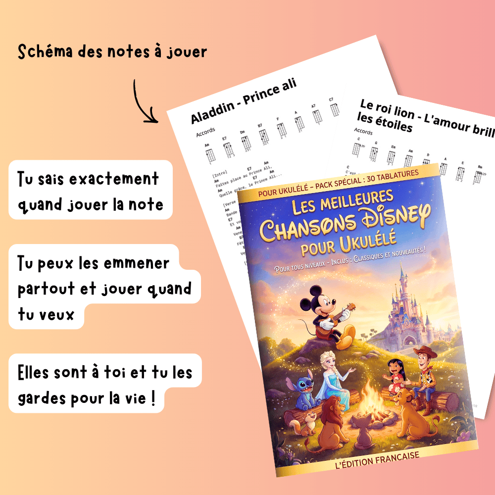 30 tablatures Ukulélé spécial Disney